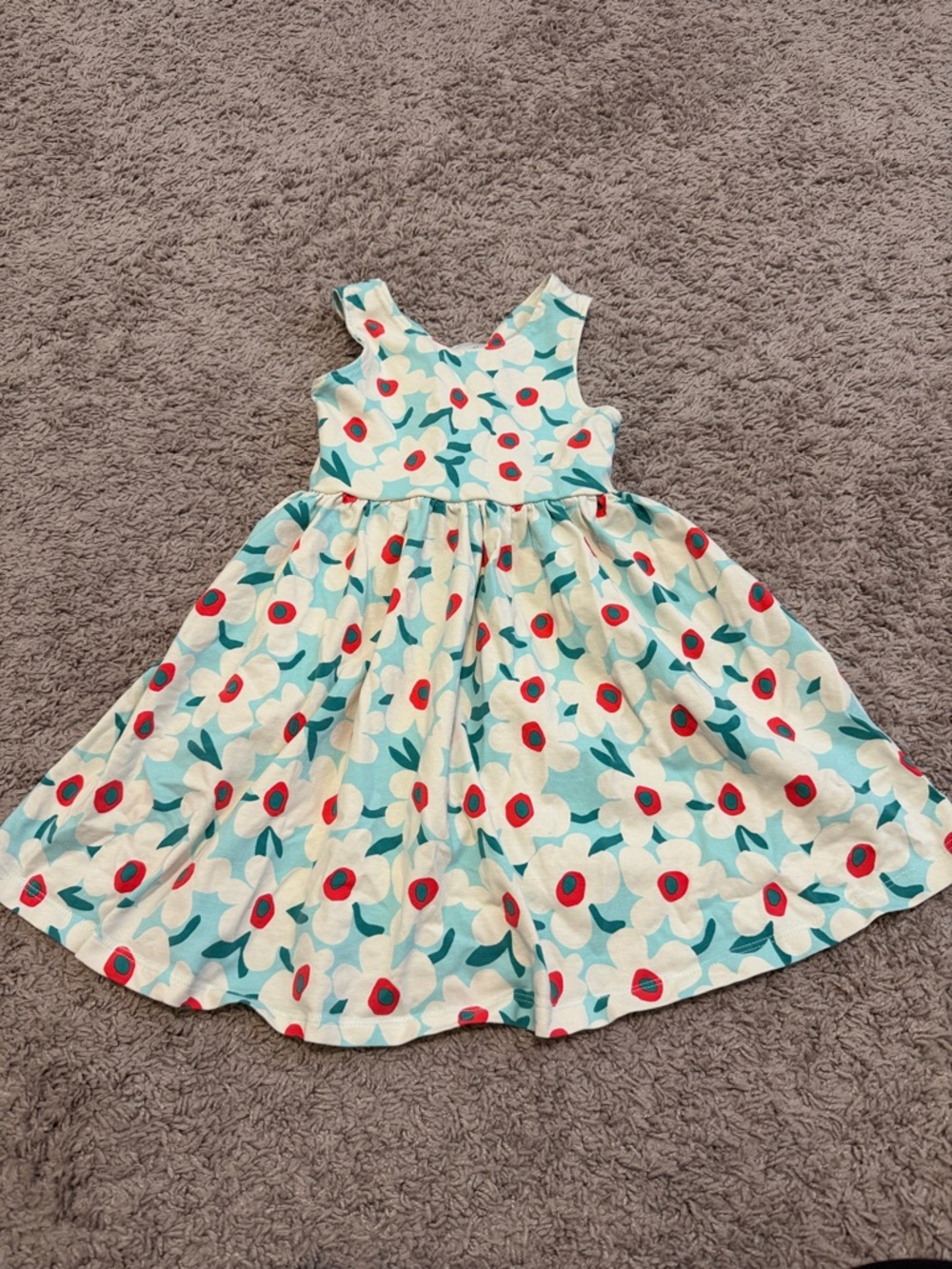 Hanna Andersson Blue Floral Skater Cross Back Dress